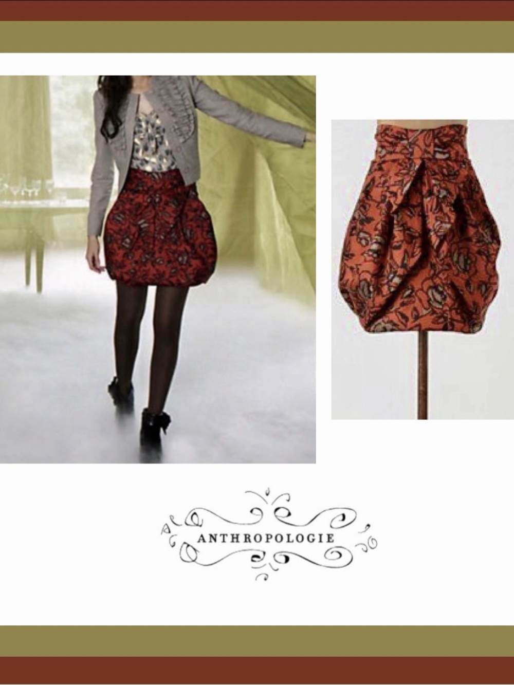 Anthropologie Eva Franco Rouge Bubble Skirt size 2